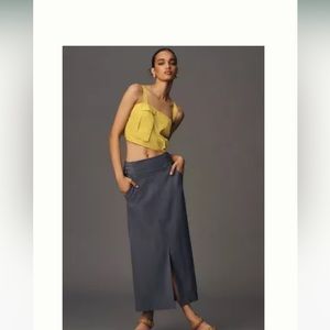 Anthropologie Slim Column Maxi Skirt in Gray.